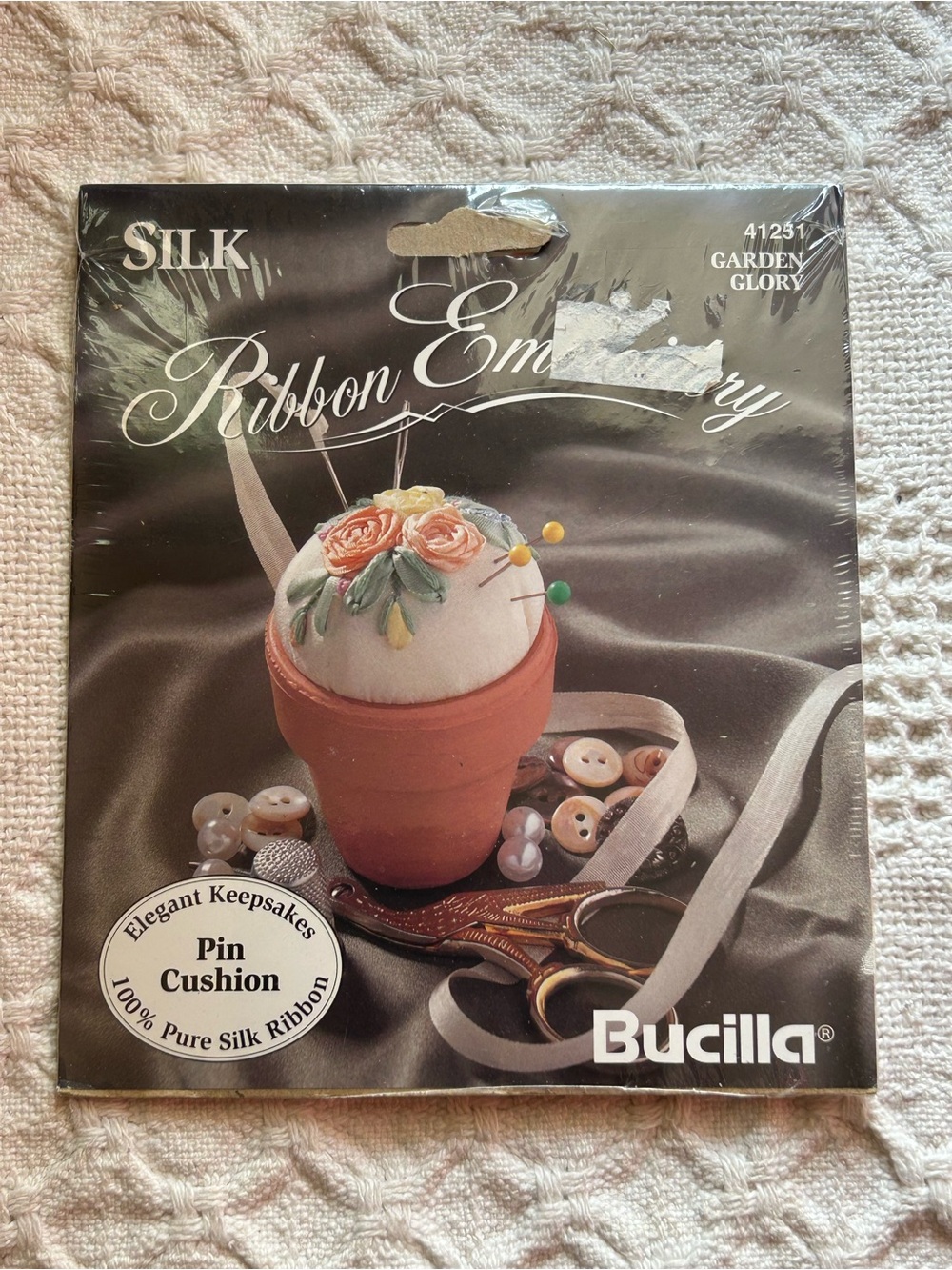 Vintage Bucilla Silk Ribbon Embroidery Kit Garden Glory NOS